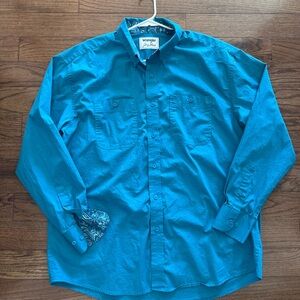Wrangler- Men’s Long-Sleeve Button-Down Shirt - George Strait Teal Blue